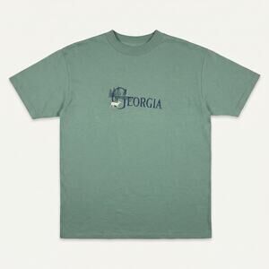Desert Heat Georgia Souvenir Tee XL Sage Green Embroidered 90s NOS